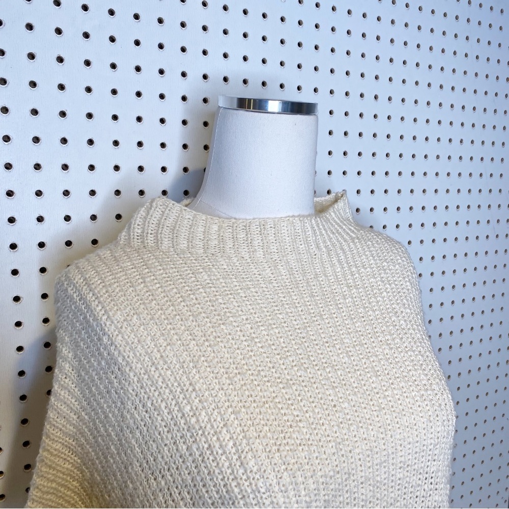 Eileen Fisher | Mock Neck Poncho Sweater, 100% Organic Cotton Sz. S/M - Picture 5 of 9